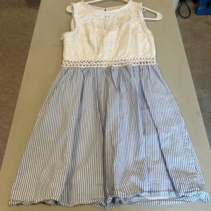 Cute summer dress, blue and white stripes, medium